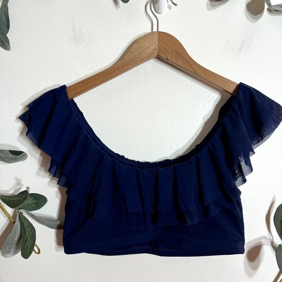 Blue Ruffle Bikini Top - Picture 1 of 4